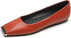 TinaCus Handmade Square Toe Genuine Leather Women's Slip On Comfortable Flat Shoes