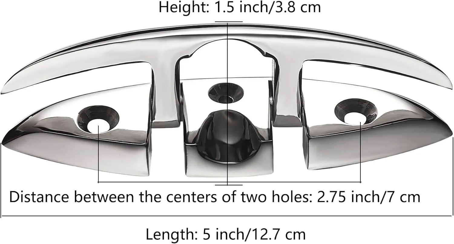 TINGZHIGO Folding Boat Dock Cleat 5 inch or 6 inch, Heavy Duty Flip Up Dock Cleat, 316 Stainless Steel, with Screws and Locking Nuts