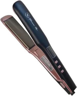 Titanium Pro Flat Irons, Straightens and Curls. Dual Voltage. 1.5" W 3D Nano Titanium Floating Plate. Temperature up to 480F. Auto Shut Off. Controls frizz
