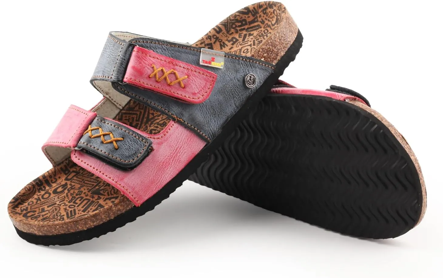 TMA EYES Womens Flat Sandals with Cork Footbed Open Toe Slides Adjustable Slip On Slippers