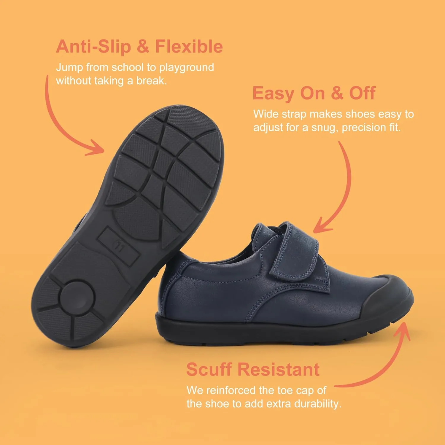 Tobfis Boy's Strap School Uniform Shoes Durable Casual Comfort Dress Sneaker(Toddler/Little Kid/Big Kid/Youth)