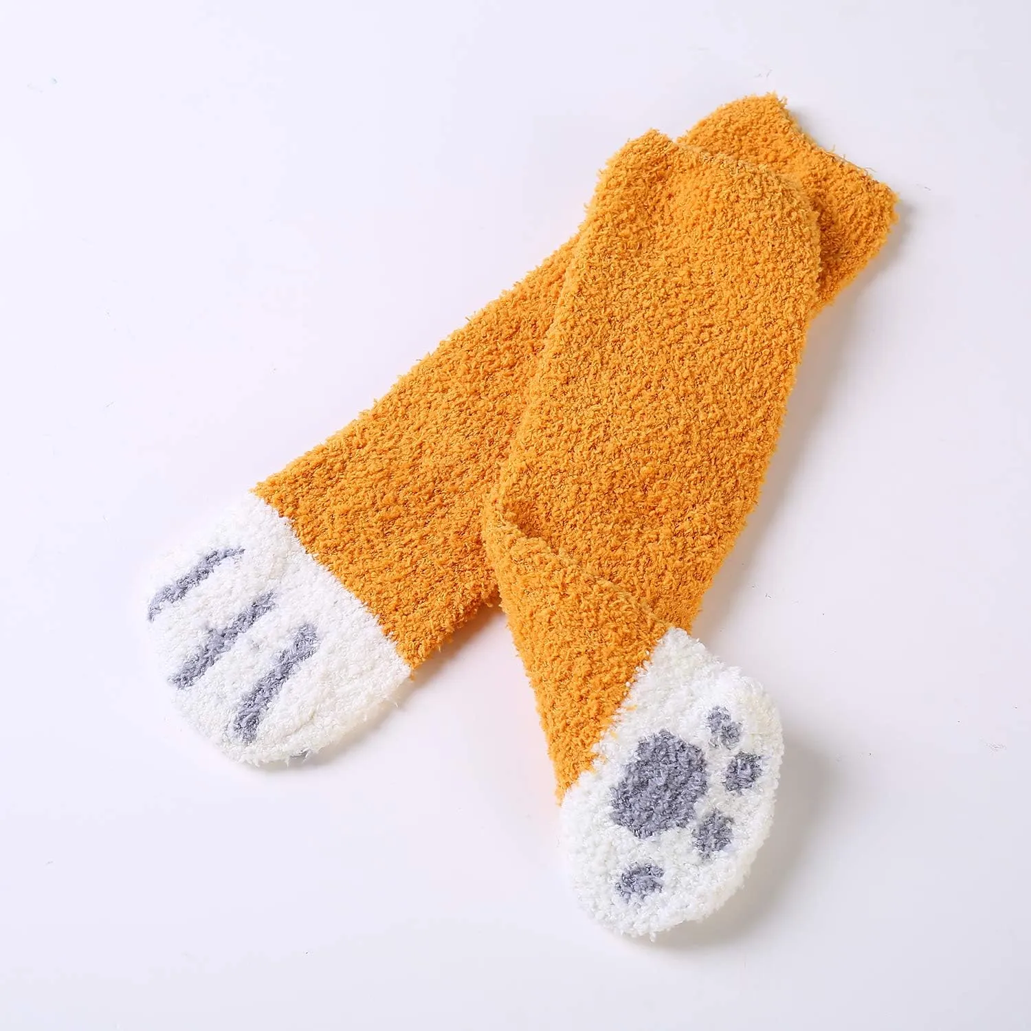 Tosewever 6 Pairs Cute Cat Paw Socks Women Winter Fuzzy Cozy Plush Slipper Socks