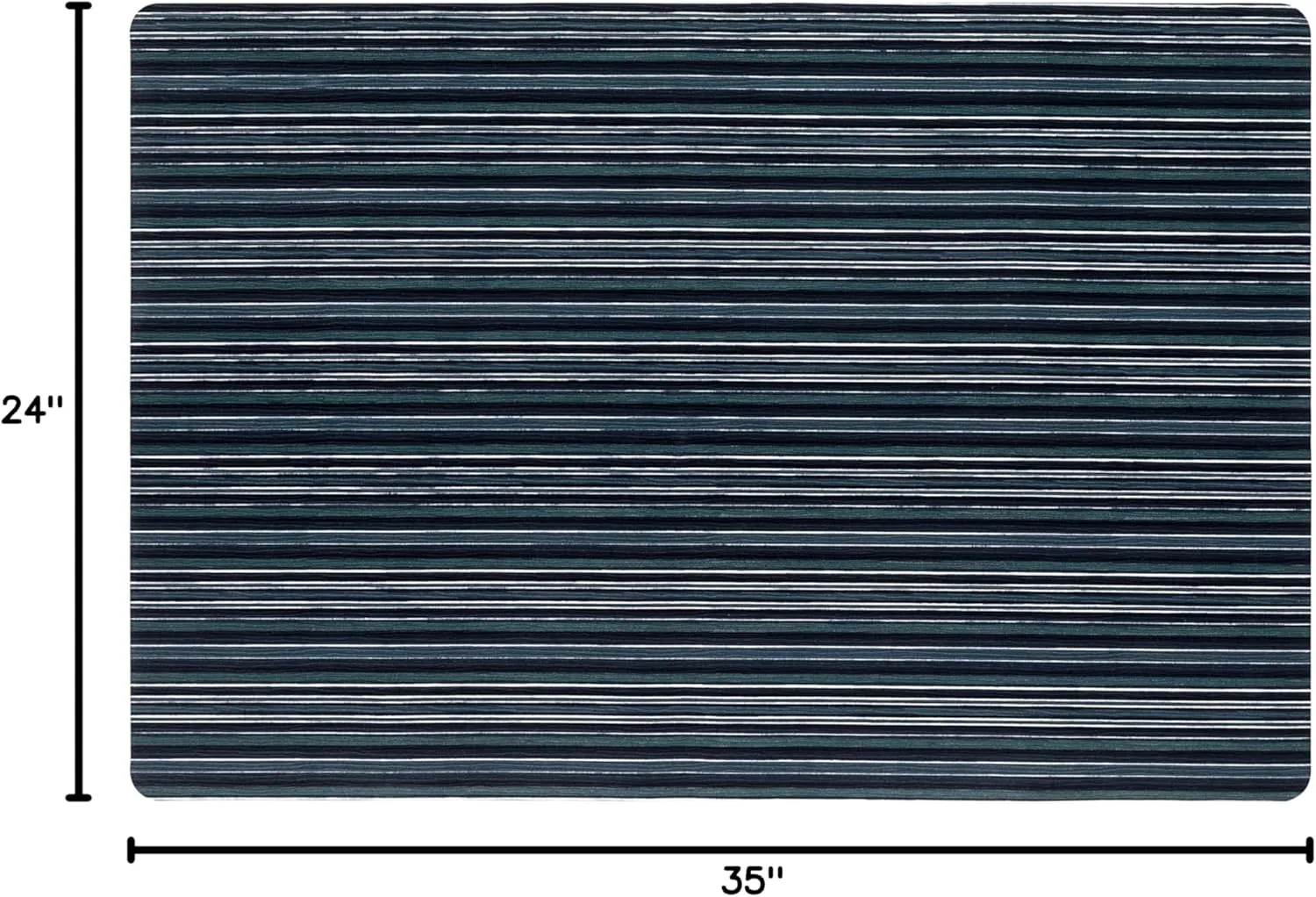 TOWN & COUNTRY BASICS Smooth Step Striped Low Profile Utility Kitchen Mat, Machine Washable, with Non-Slip Backing, Blue/Black, 24"x35"