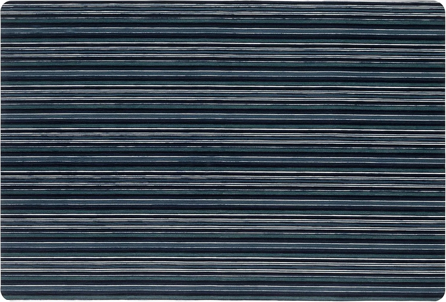 TOWN & COUNTRY BASICS Smooth Step Striped Low Profile Utility Kitchen Mat, Machine Washable, with Non-Slip Backing, Blue/Black, 24"x35"