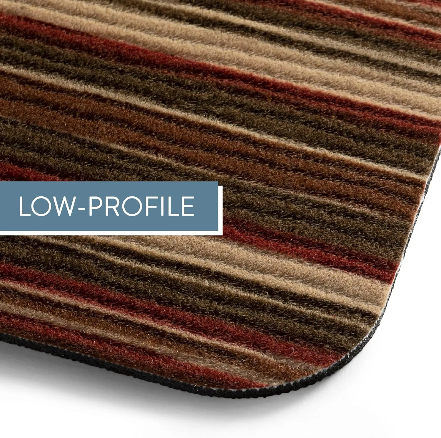 TOWN & COUNTRY BASICS Smooth Step Striped Low Profile Utility Kitchen Mat, Machine Washable, with Non-Slip Backing, Brown/Beige, 24"x35"