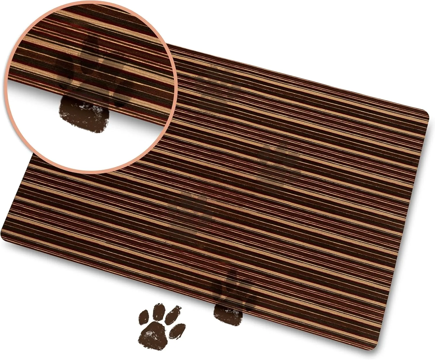 TOWN & COUNTRY BASICS Smooth Step Striped Low Profile Utility Kitchen Mat, Machine Washable, with Non-Slip Backing, Brown/Beige, 24"x35"