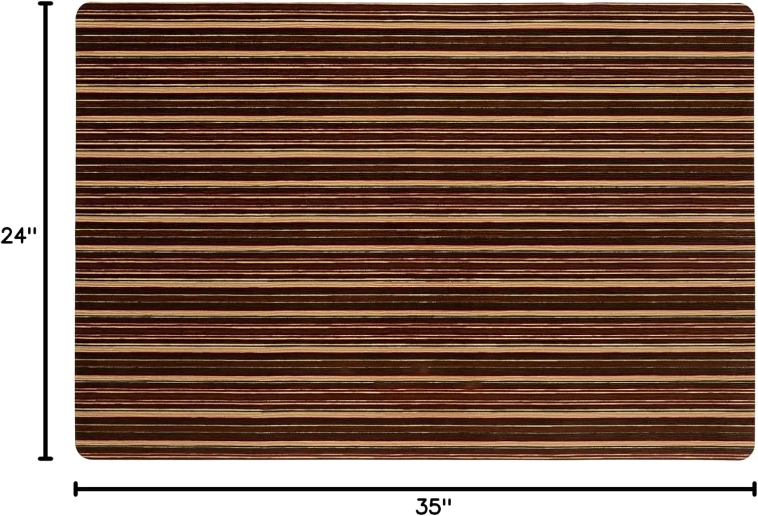 TOWN & COUNTRY BASICS Smooth Step Striped Low Profile Utility Kitchen Mat, Machine Washable, with Non-Slip Backing, Brown/Beige, 24"x35"