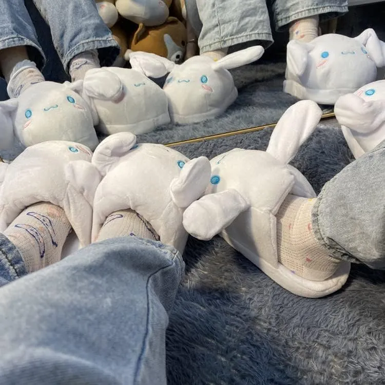 Truely Rabbit Cotton Slippers with Moving Ear, Cute Cartoon Slippers Autumn and Winter Indoor Winter Warm Women's Cotton Shoes