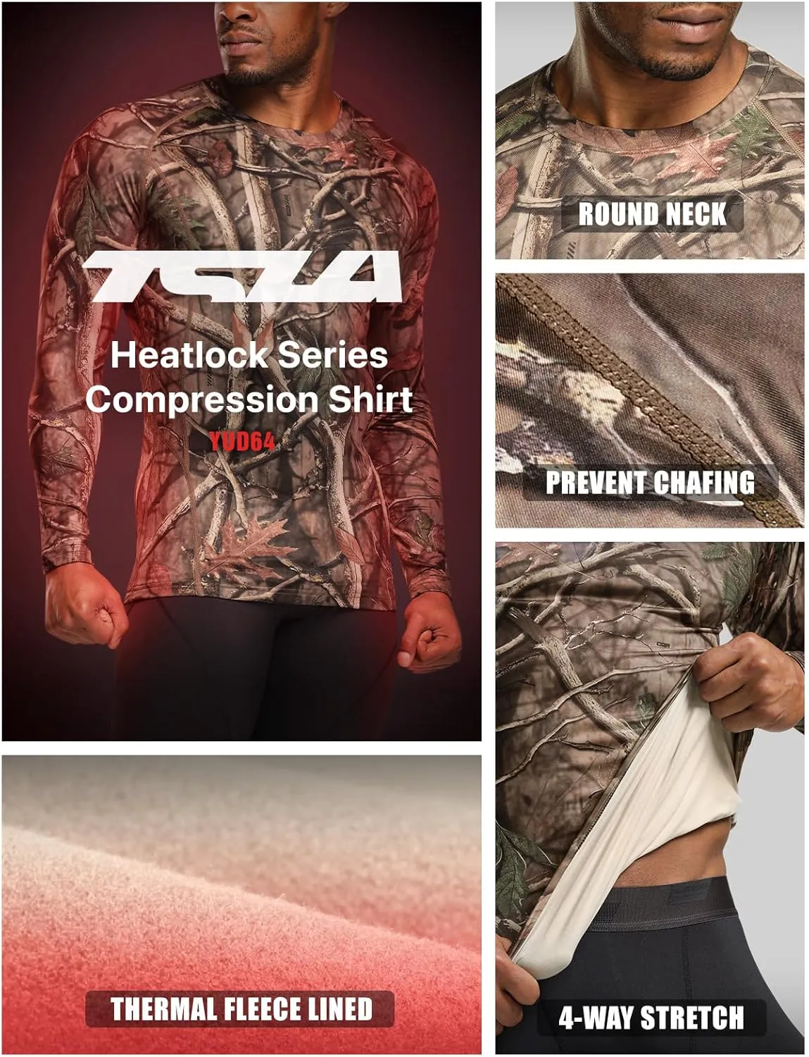 TSLA Men's Thermal Long Sleeve Compression Shirts, Athletic Base Layer Top, Winter Gear Running T-Shirt