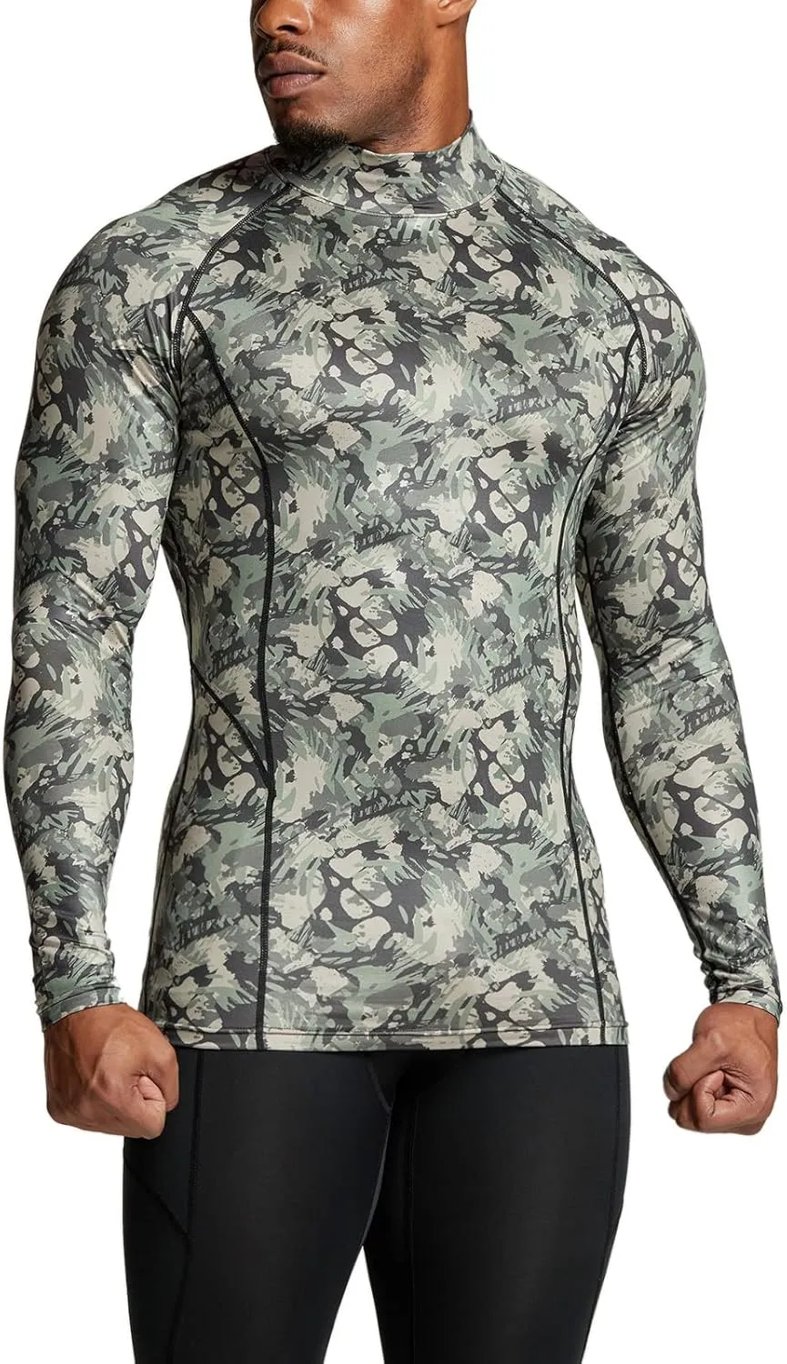 TSLA Men's Thermal Long Sleeve Compression Shirts, Mock/Turtleneck Winter Sports Running Base Layer Top