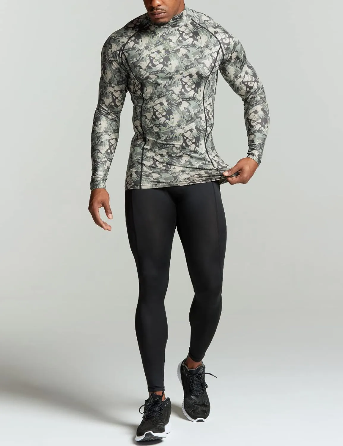 TSLA Men's Thermal Long Sleeve Compression Shirts, Mock/Turtleneck Winter Sports Running Base Layer Top