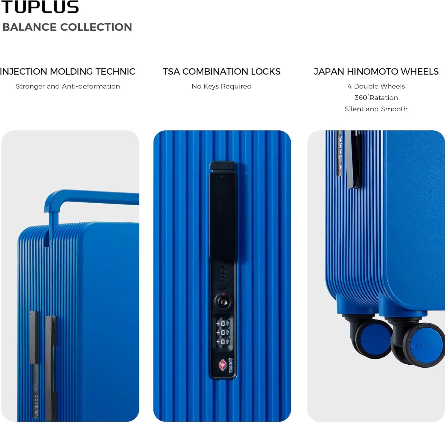 TUPLUS Suitcase ABS Hard Shell Luggage with 4 Spinner Wheels Hold Check in Travel Case, Balance Series
