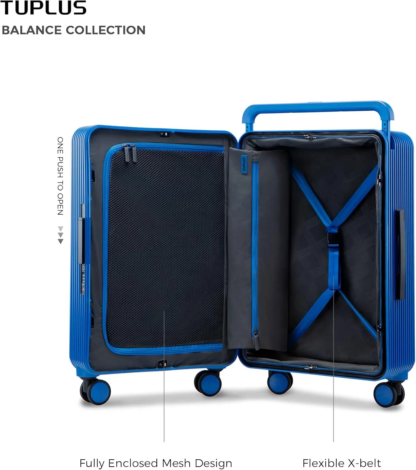 TUPLUS Suitcase ABS Hard Shell Luggage with 4 Spinner Wheels Hold Check in Travel Case, Balance Series