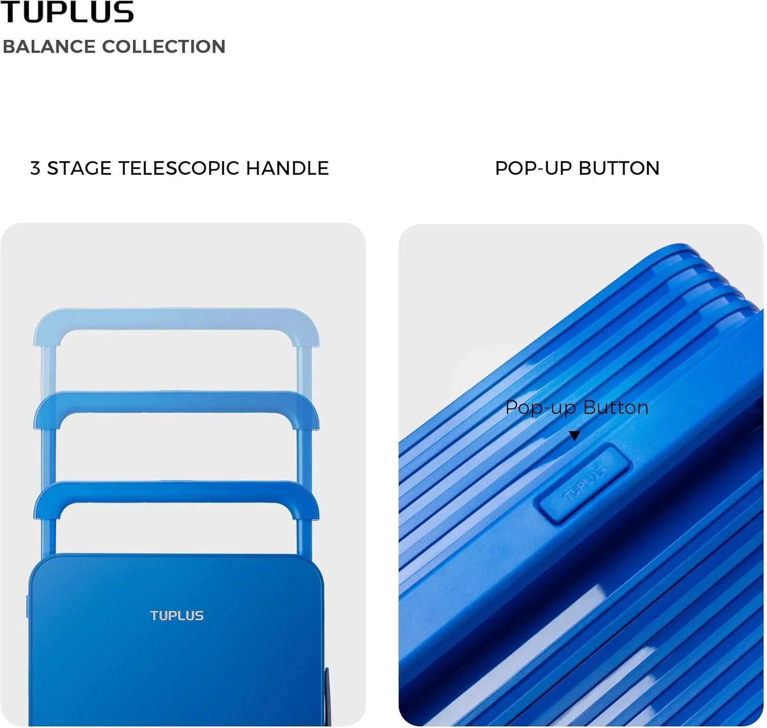 TUPLUS Suitcase ABS Hard Shell Luggage with 4 Spinner Wheels Hold Check in Travel Case, Balance Series