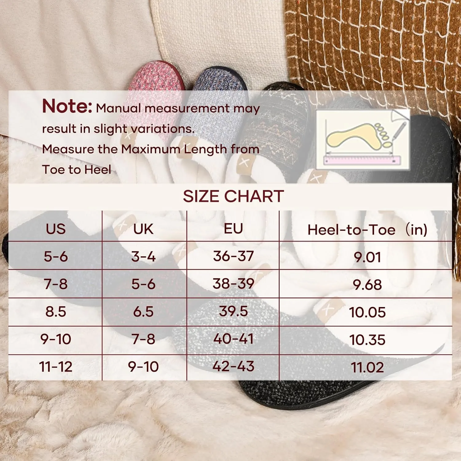 ULTRAIDEAS Women's Indoor Bedroom Slipper with Memory Foam, Gift for Women, Wool-Like House Shoe with Anti-Skid Rubber Sole for Ladies