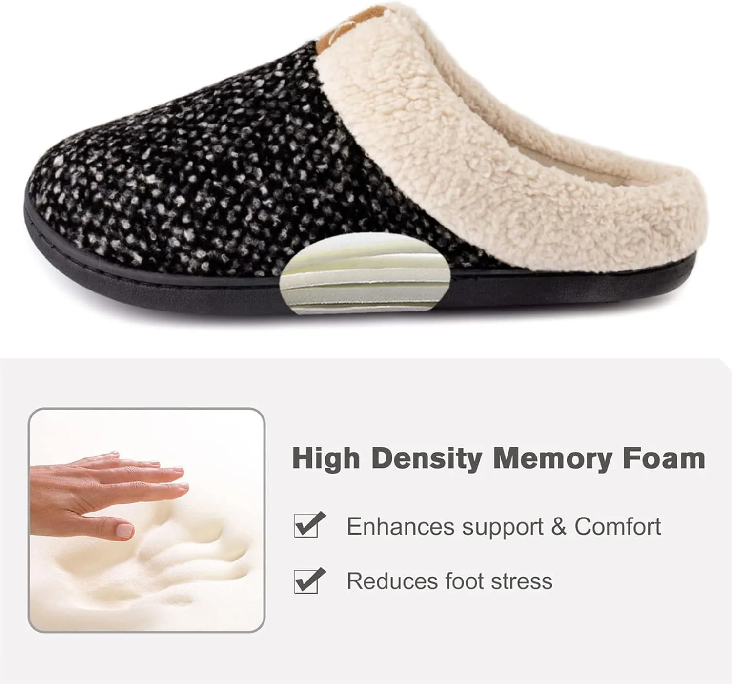 ULTRAIDEAS Women's Indoor Bedroom Slipper with Memory Foam, Gift for Women, Wool-Like House Shoe with Anti-Skid Rubber Sole for Ladies