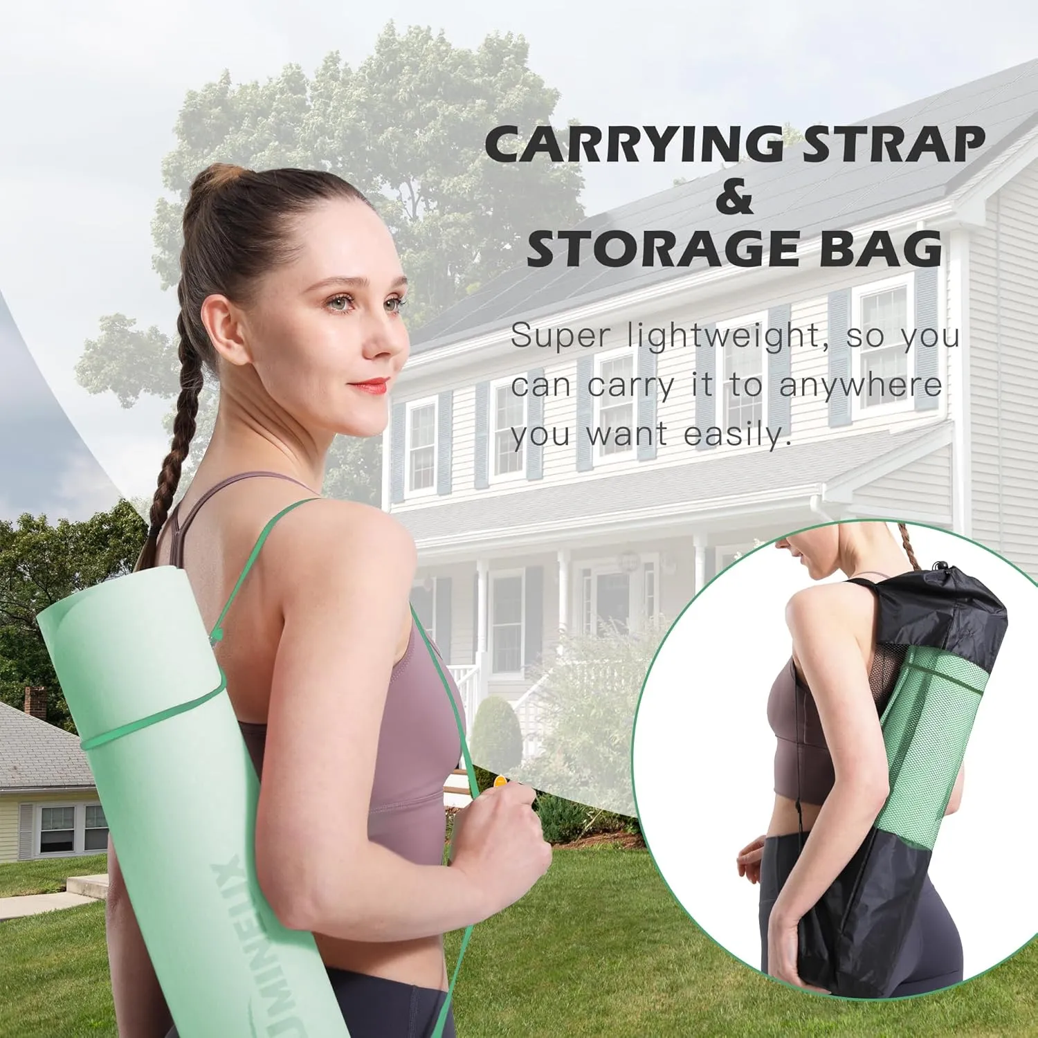 UMINEUX Yoga Mat Extra Thick 1/3'' Non Slip Yoga Mats for Women Eco Friendly TPE Fitness Exercise Mat with Carrying Sling & Storage Bag