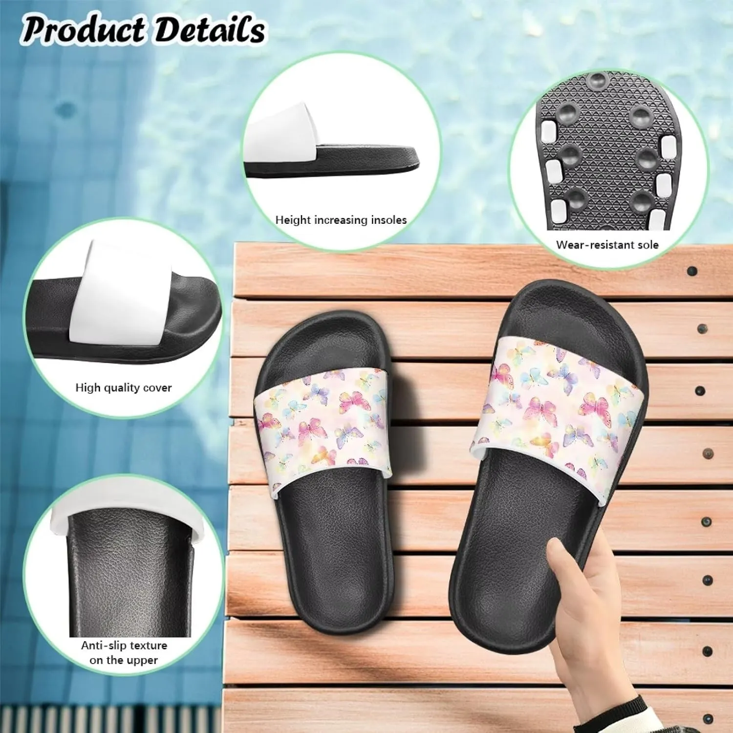 Unisex Slides for Girls Boys Comfortable Slippers Slides Non-slip Shower Shoes House Fashion for Indoor & Outdoor