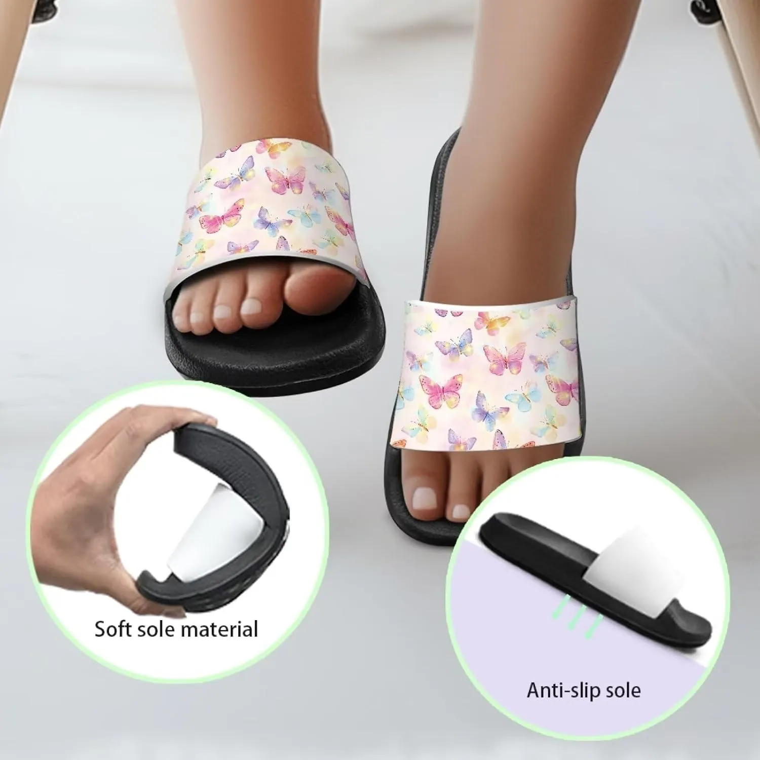 Unisex Slides for Girls Boys Comfortable Slippers Slides Non-slip Shower Shoes House Fashion for Indoor & Outdoor