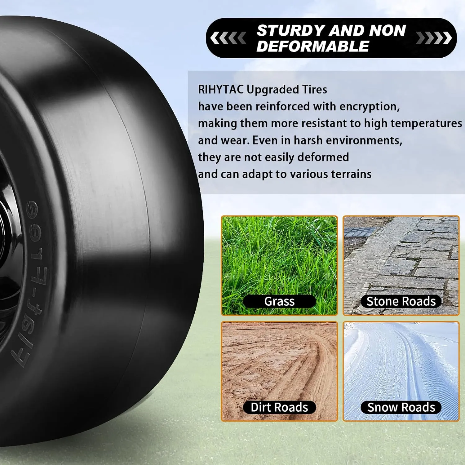 Upgrade 11x6.00-5" Flat Free Tires,2Pcs Solid Smooth Lawn Mower Tires Assembly with 3/4" 5/8" Bearing for Bad Boy Mower Tires,Cub Cadet Front Tire,Riding Lawn Mower Tire,Zero Turn Lawn Mower Tires