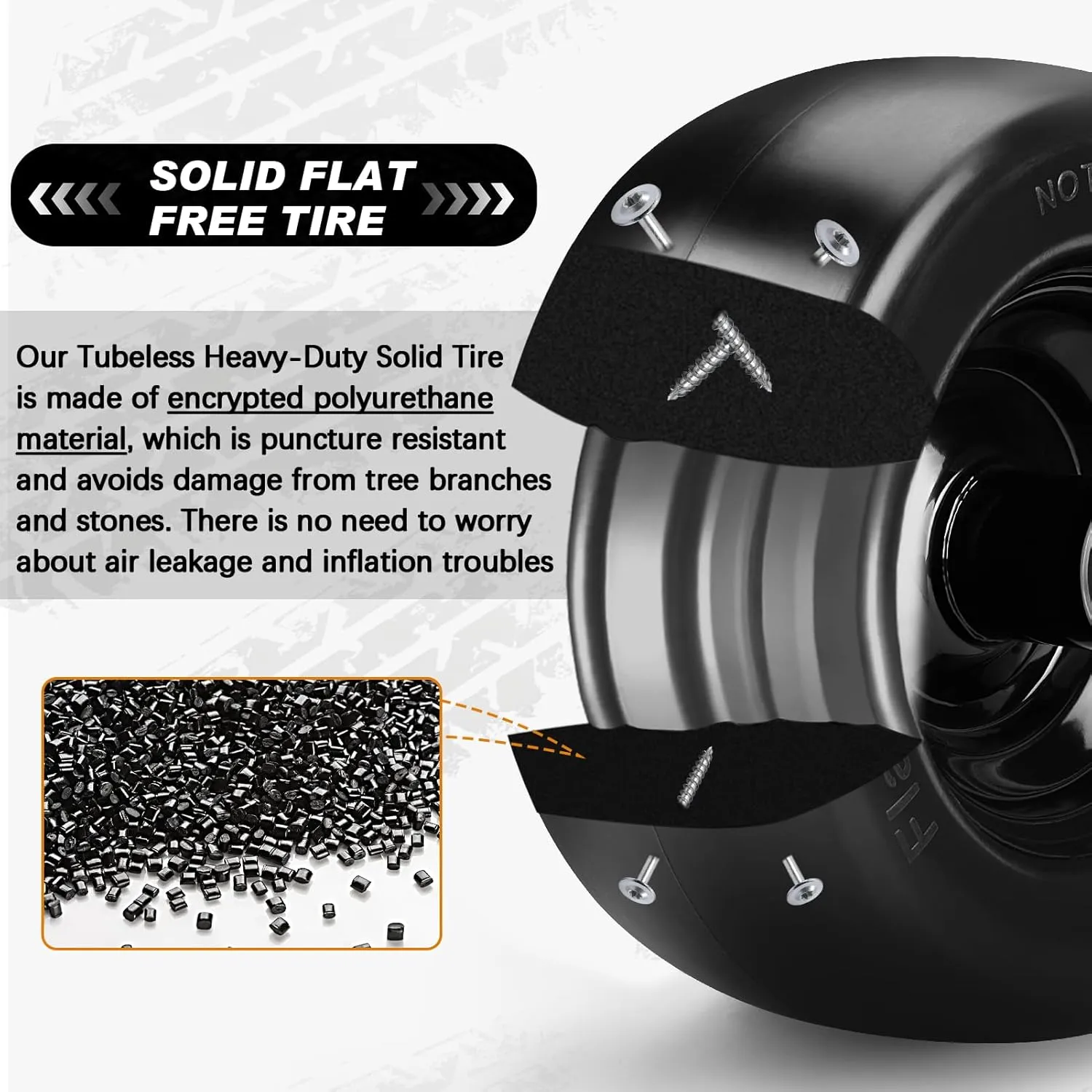 Upgrade 11x6.00-5" Flat Free Tires,2Pcs Solid Smooth Lawn Mower Tires Assembly with 3/4" 5/8" Bearing for Bad Boy Mower Tires,Cub Cadet Front Tire,Riding Lawn Mower Tire,Zero Turn Lawn Mower Tires