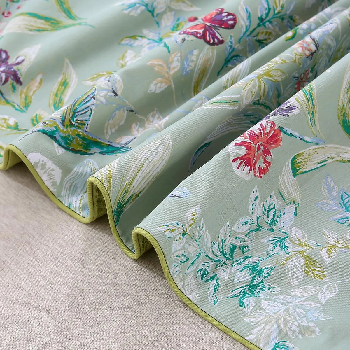 URBONUR Green Floral Duvet Cover Set Queen Size 100% Egyptian Cotton Bedding Set Farmhouse Butterfly Print Comforter Cover with Button Closure (3Pcs, Queen)