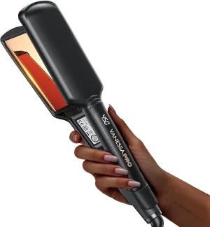 VANESSA PRO Titanium Flat Iron Hair Straightener for Black Hair, 2 inch Hair Straightener for Thick Hairs, Silk Press Flat Iron Wide Plate