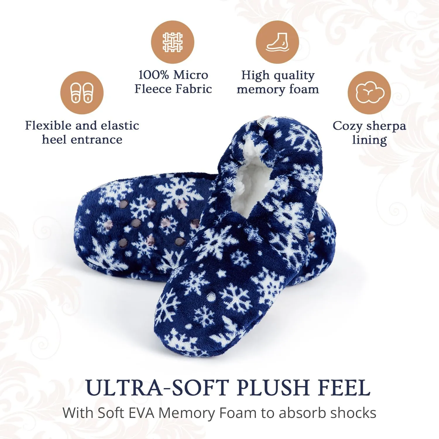 Velvet Plush Memory Foam Warm Slipper Socks For Women | Non-Slip One Size Fuzzy Socks For Women | Ultra Plush and Cozy Warmth Collection