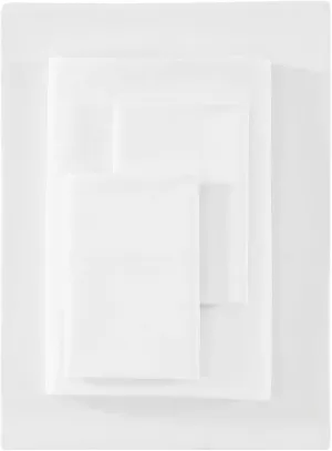 Vera Wang - Queen Sheet Set, Luxurious Sateen Bedding with Matching Pillowcases, Smooth & Silky Bed Essentials (Solid White, Queen)