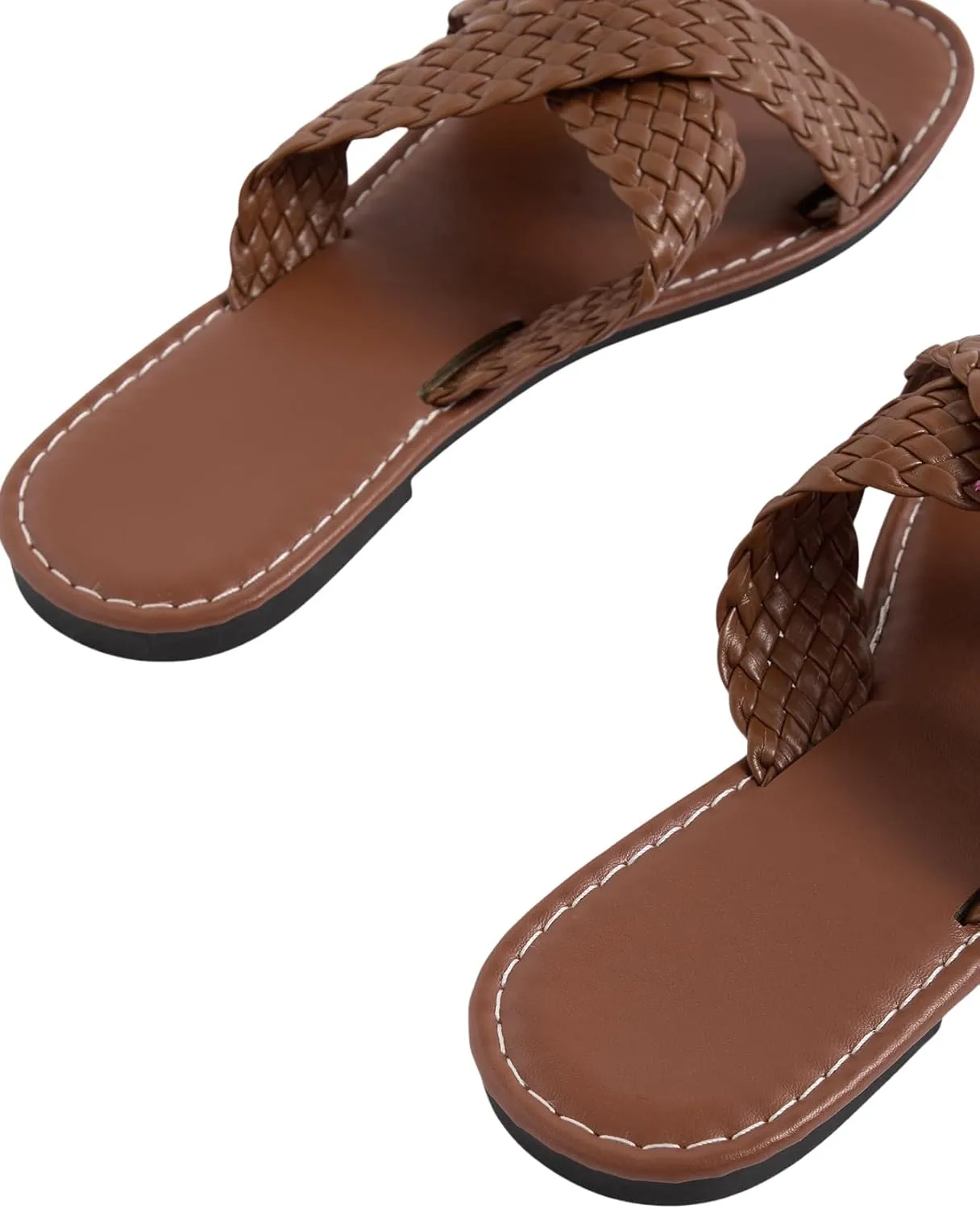 Verdusa Women's Criss Cross Braided Flat Sandals Open Toe Slip On Slippers