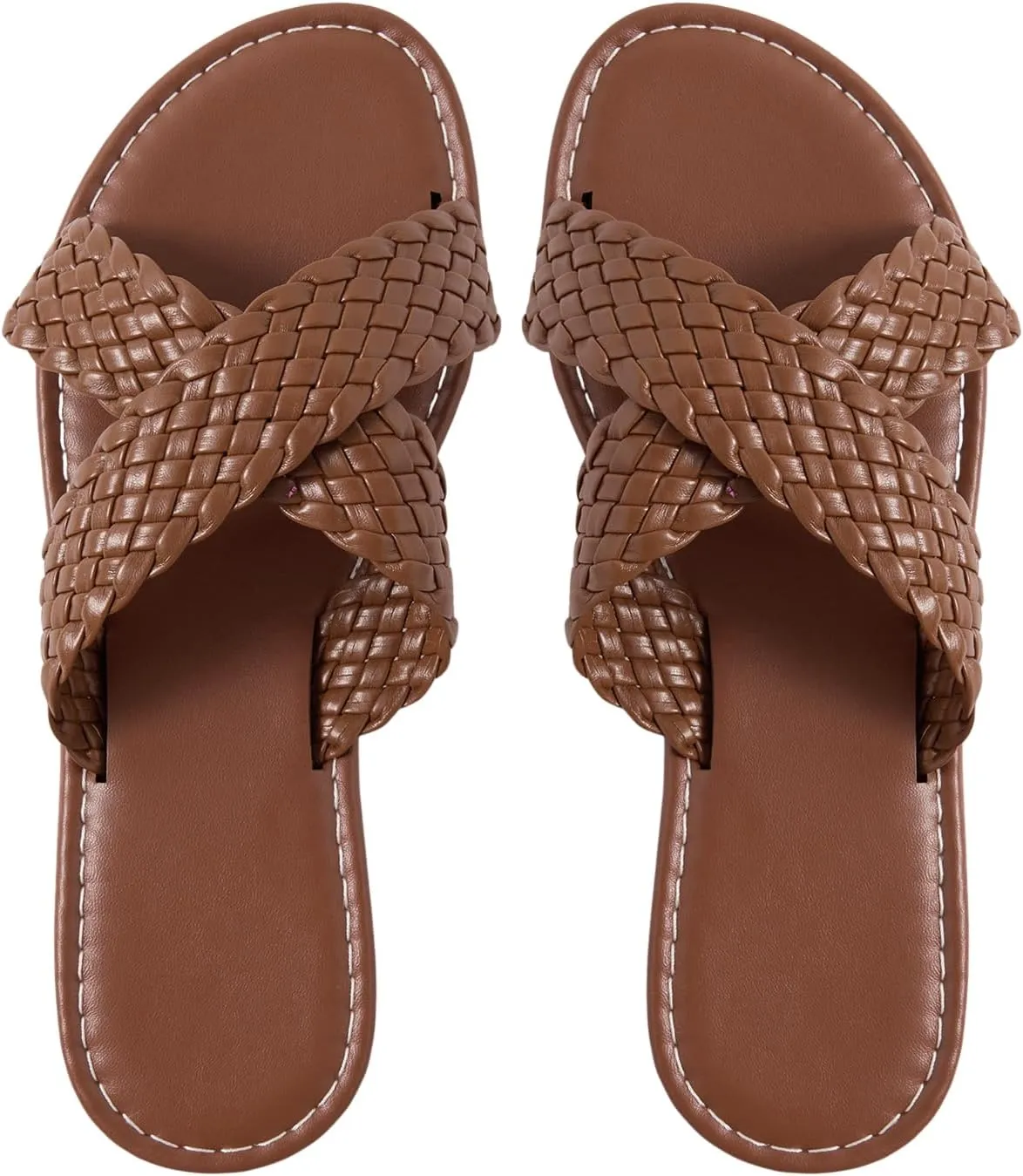 Verdusa Women's Criss Cross Braided Flat Sandals Open Toe Slip On Slippers