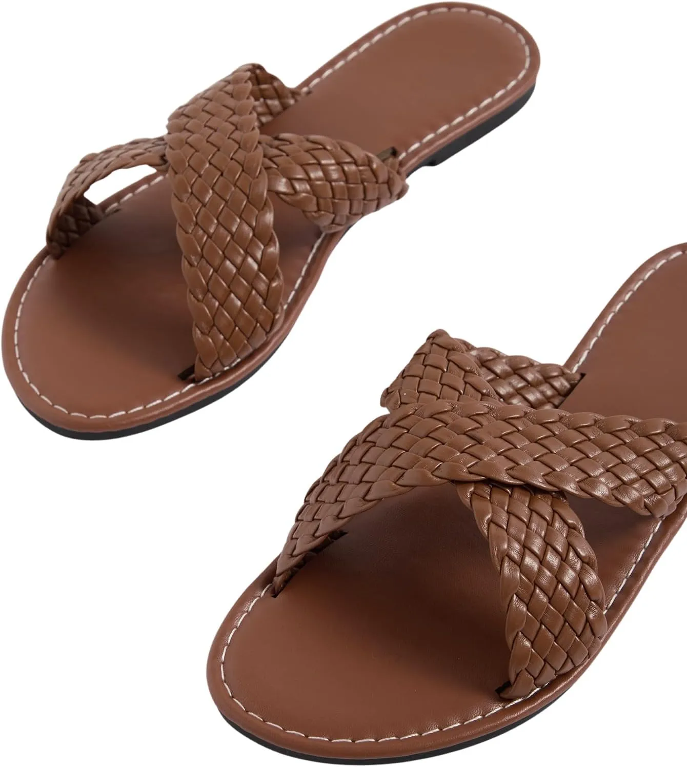 Verdusa Women's Criss Cross Braided Flat Sandals Open Toe Slip On Slippers