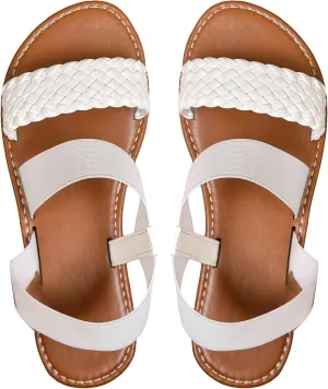 Verdusa Women's Flat Sandals Slip On Summer Open Toe Braided Slingback Shoes