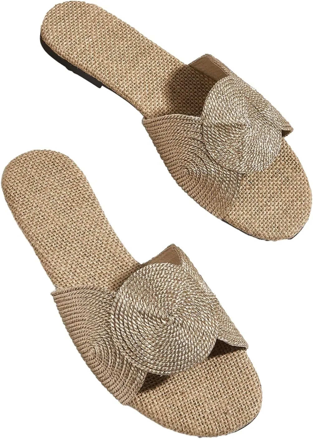 Verdusa Women's Open Toe Flat Sandal Casual Slip On Slides Beach Sandals