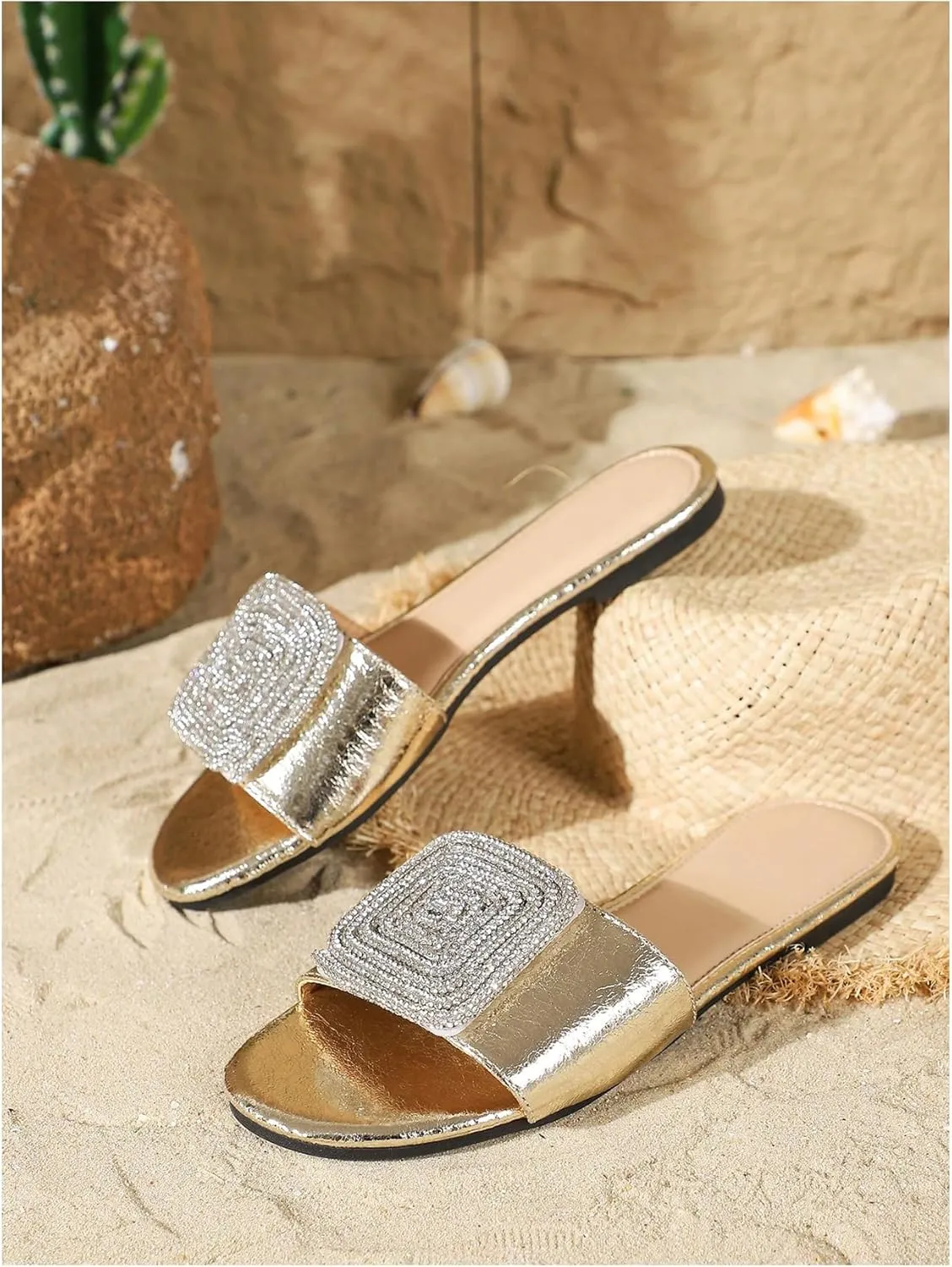 Verdusa Women's Open Toe Flat Sandal Casual Slip On Slides Beach Sandals