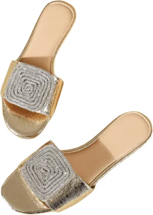 Verdusa Women's Open Toe Flat Sandal Casual Slip On Slides Beach Sandals