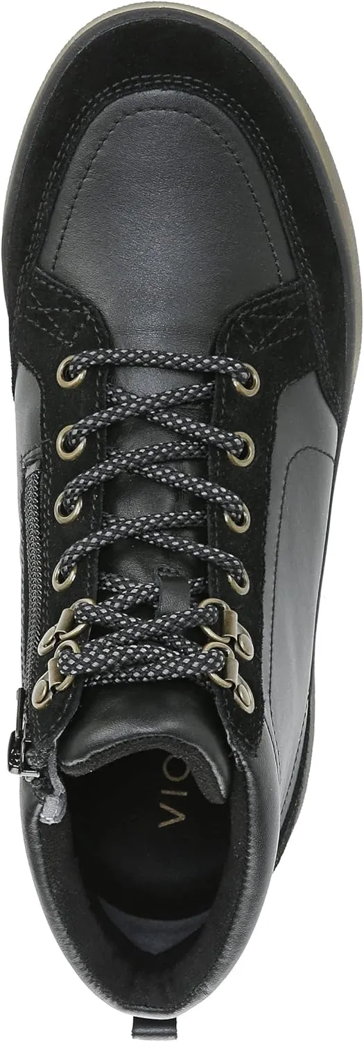 Vionic Women's Momentum Whitley High Top Sneakers- Supporting Leather Ankle Water Repellent Shoes That Include Three-Zone Comfort with Orthotic Insole Arch Support, Medium Fit Sizes 5-11