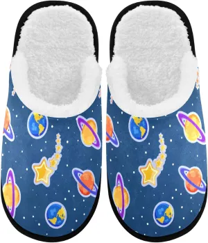 visesunny Blue Cosmic Planet Star Cozy Fuzzy Mens Womens Memory Foam House Slippers Plush Fleece Indoor Outdoor Slipper