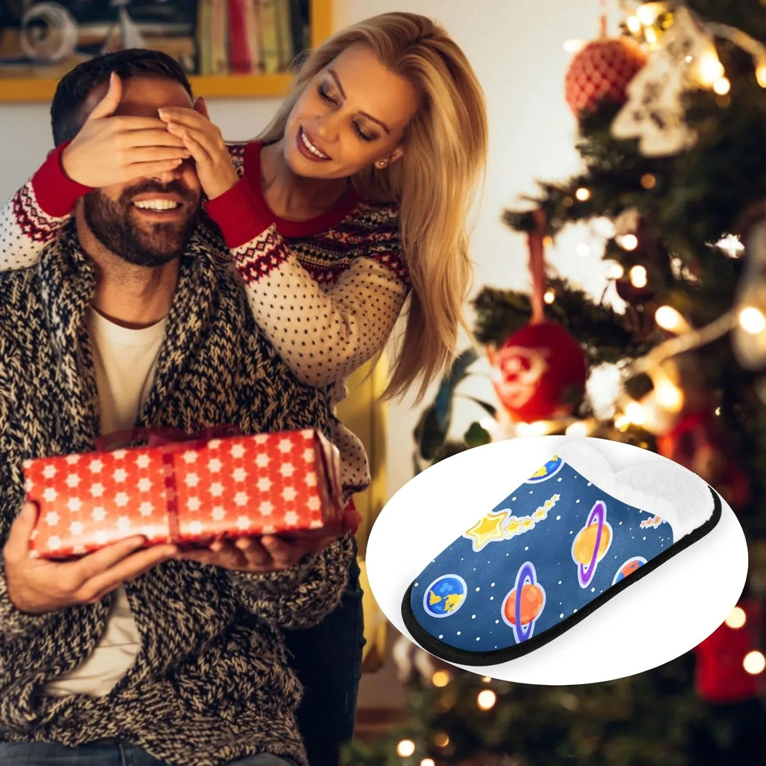 visesunny Blue Cosmic Planet Star Cozy Fuzzy Mens Womens Memory Foam House Slippers Plush Fleece Indoor Outdoor Slipper