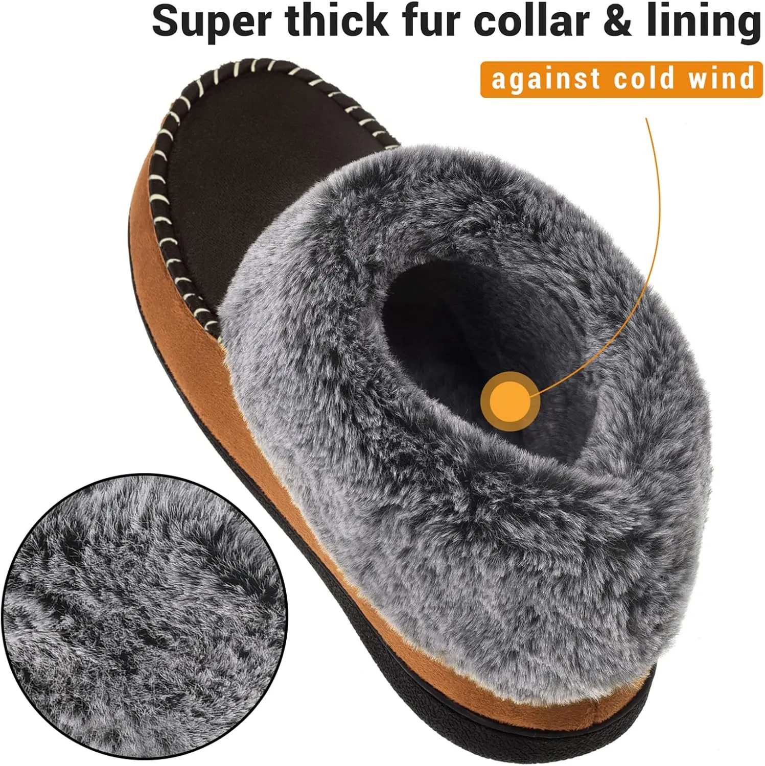 VONMAY Women's Bootie Slippers Suede Moccasin Boots Fuzzy Plush Faux Fur House Shoes Winter Warm Memory Foam Non-slip Indoor Outdoor