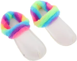 VOSAREA 1 Pair Thermal Cover Fuzzy Furry Feet Soft Winter Indoor Liner Removable Foot Inserts for Women Hole Wool Plush Warm Sol Slipper Sandals Clog Removal Snow Fiber