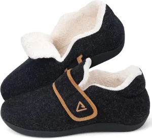 V.Step Orthopedic Slipper with Arch Support for Women Men，Wide Slip on House Shoes for Plantar Fasciitis Pain Relief Adjustable Strap Slipper with Indoor Outdoor Soft Velvety Cotton Lining Moccasin