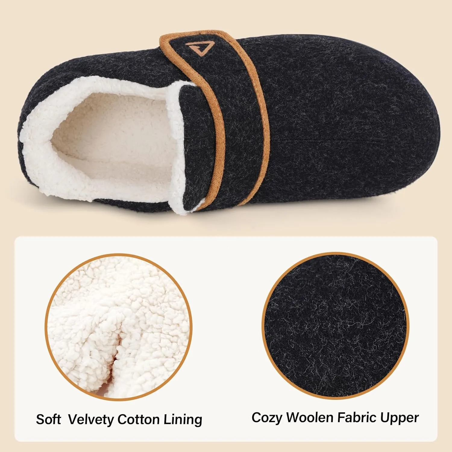 V.Step Orthopedic Slipper with Arch Support for Women Men，Wide Slip on House Shoes for Plantar Fasciitis Pain Relief Adjustable Strap Slipper with Indoor Outdoor Soft Velvety Cotton Lining Moccasin