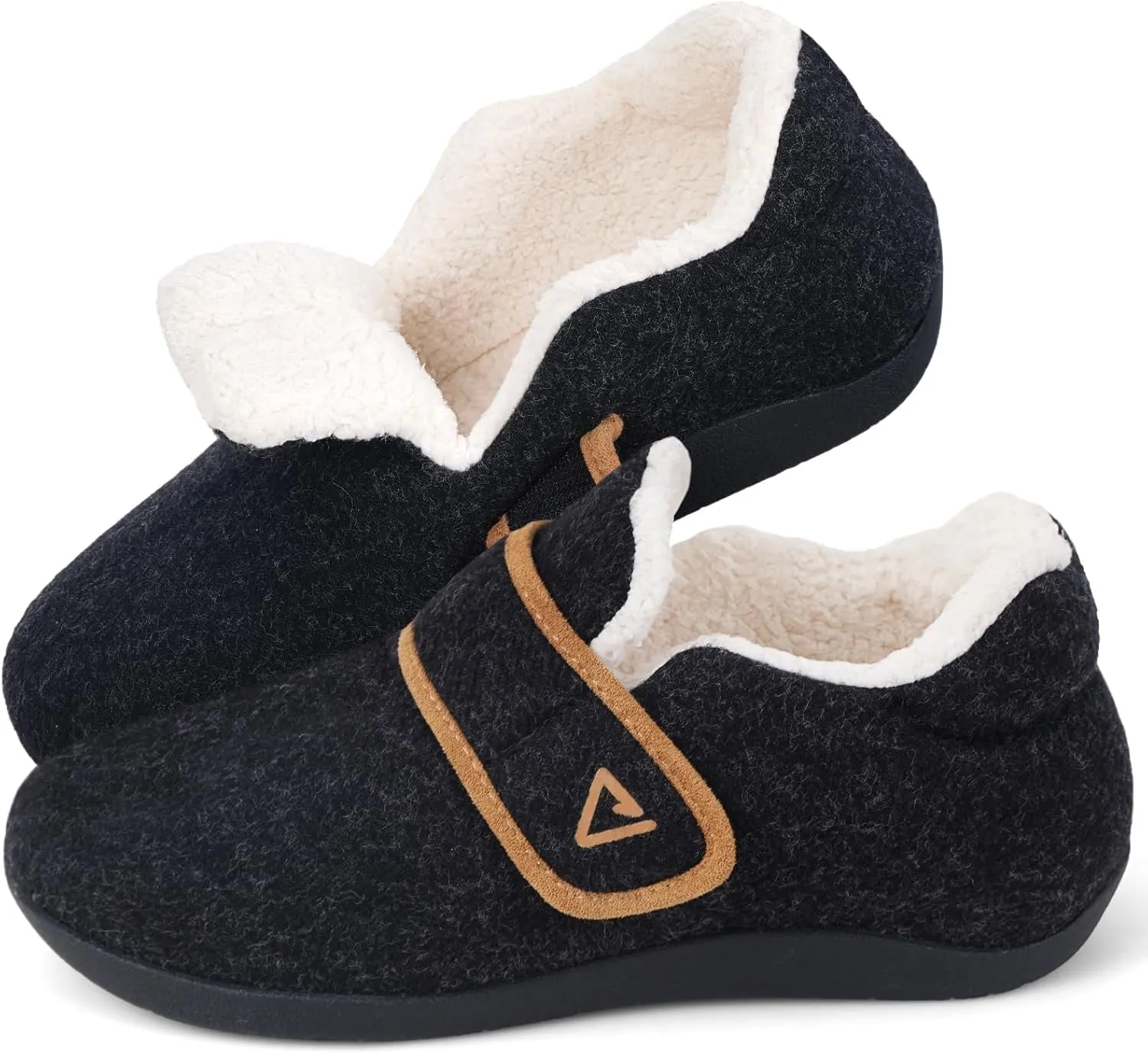 V.Step Orthopedic Slipper with Arch Support for Women Men，Wide Slip on House Shoes for Plantar Fasciitis Pain Relief Adjustable Strap Slipper with Indoor Outdoor Soft Velvety Cotton Lining Moccasin