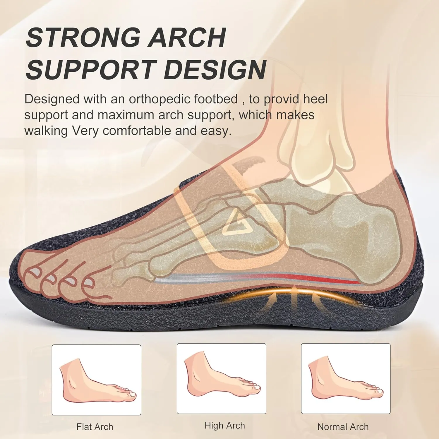V.Step Orthopedic Slipper with Arch Support for Women Men，Wide Slip on House Shoes for Plantar Fasciitis Pain Relief Adjustable Strap Slipper with Indoor Outdoor Soft Velvety Cotton Lining Moccasin