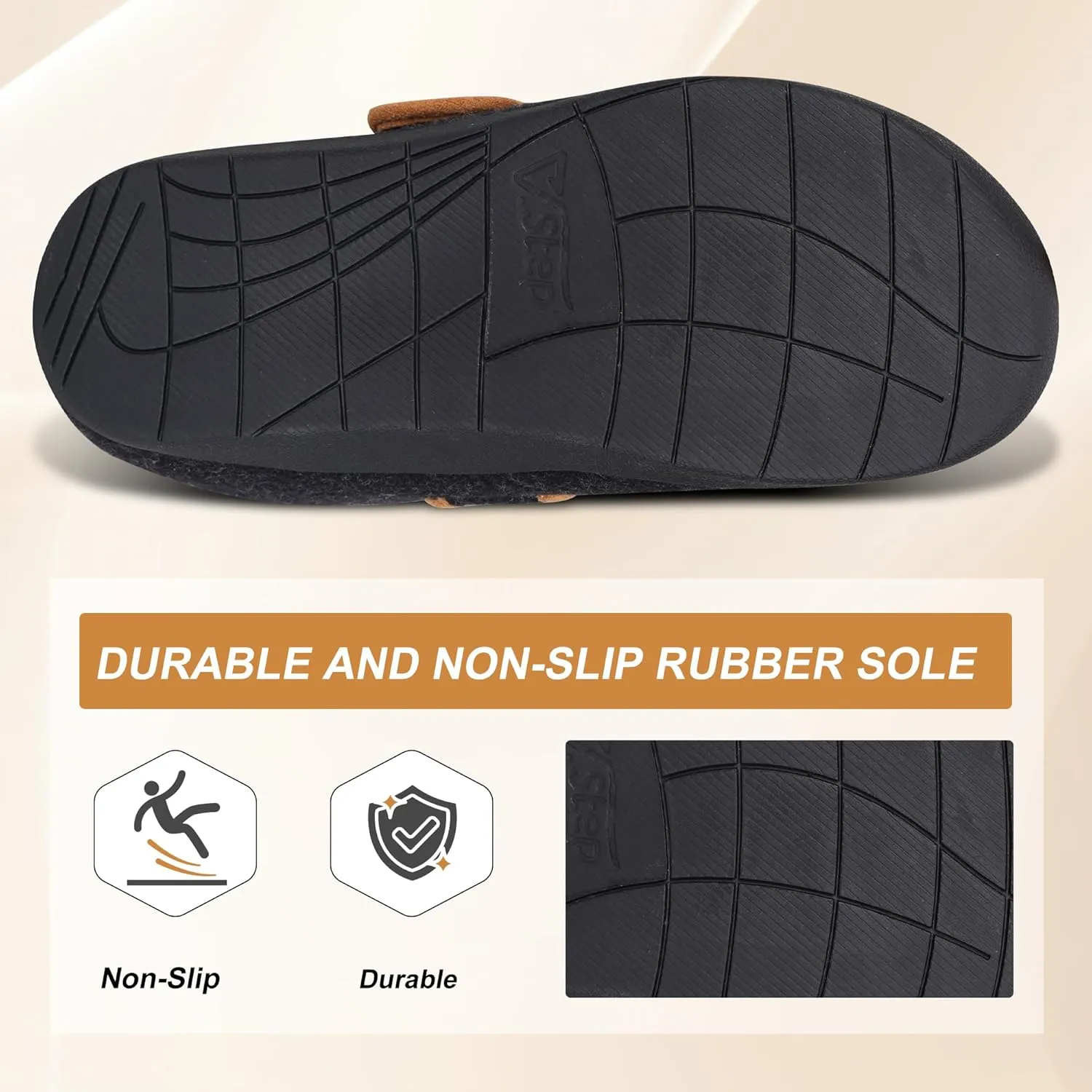 V.Step Orthopedic Slipper with Arch Support for Women Men，Wide Slip on House Shoes for Plantar Fasciitis Pain Relief Adjustable Strap Slipper with Indoor Outdoor Soft Velvety Cotton Lining Moccasin