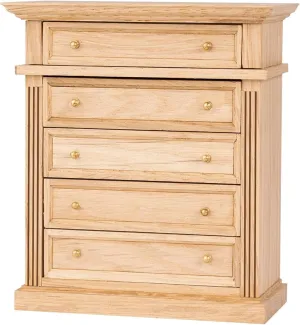 Waldosia 1:12 Scale Dollhouse Miniature Oak Dresser – 5-Drawer Wooden Chest for Bedroom, Roombox, Booknooks and Dioramas Furniture