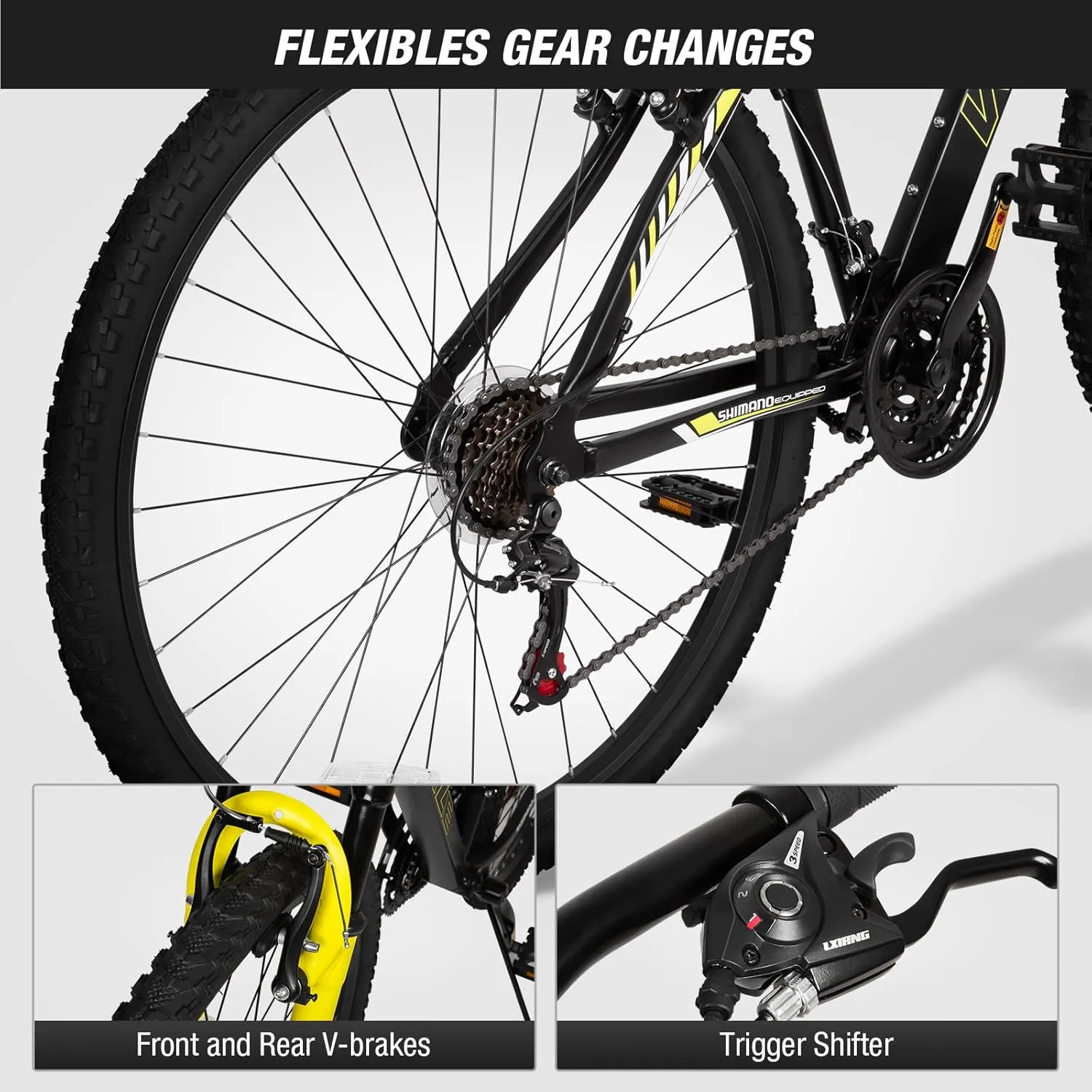 WEIZE Hardtail Mountain Bike, 29 Inch Wheels Outdoor Cycling Bike, 21-Speed Trigger Shifter, Aluminum Frame for Men and Women, Comfort Saddle, MTB Bicycle with Suspension Fork
