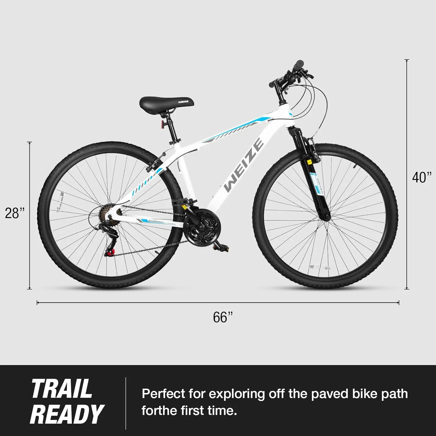 WEIZE Hardtail Mountain Bike, 29 Inch Wheels Outdoor Cycling Bike, 21-Speed Trigger Shifter, Aluminum Frame for Men and Women, Comfort Saddle, MTB Bicycle with Suspension Fork