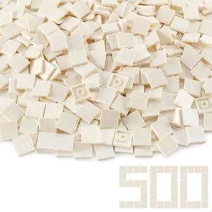 White 2×2 Tile ×500 Parts and Pieces Flat MOC Bricks, Bulk Building Blocks for Smooth Surface Wall Floor, Toy Accessories Compatible with Major Brands